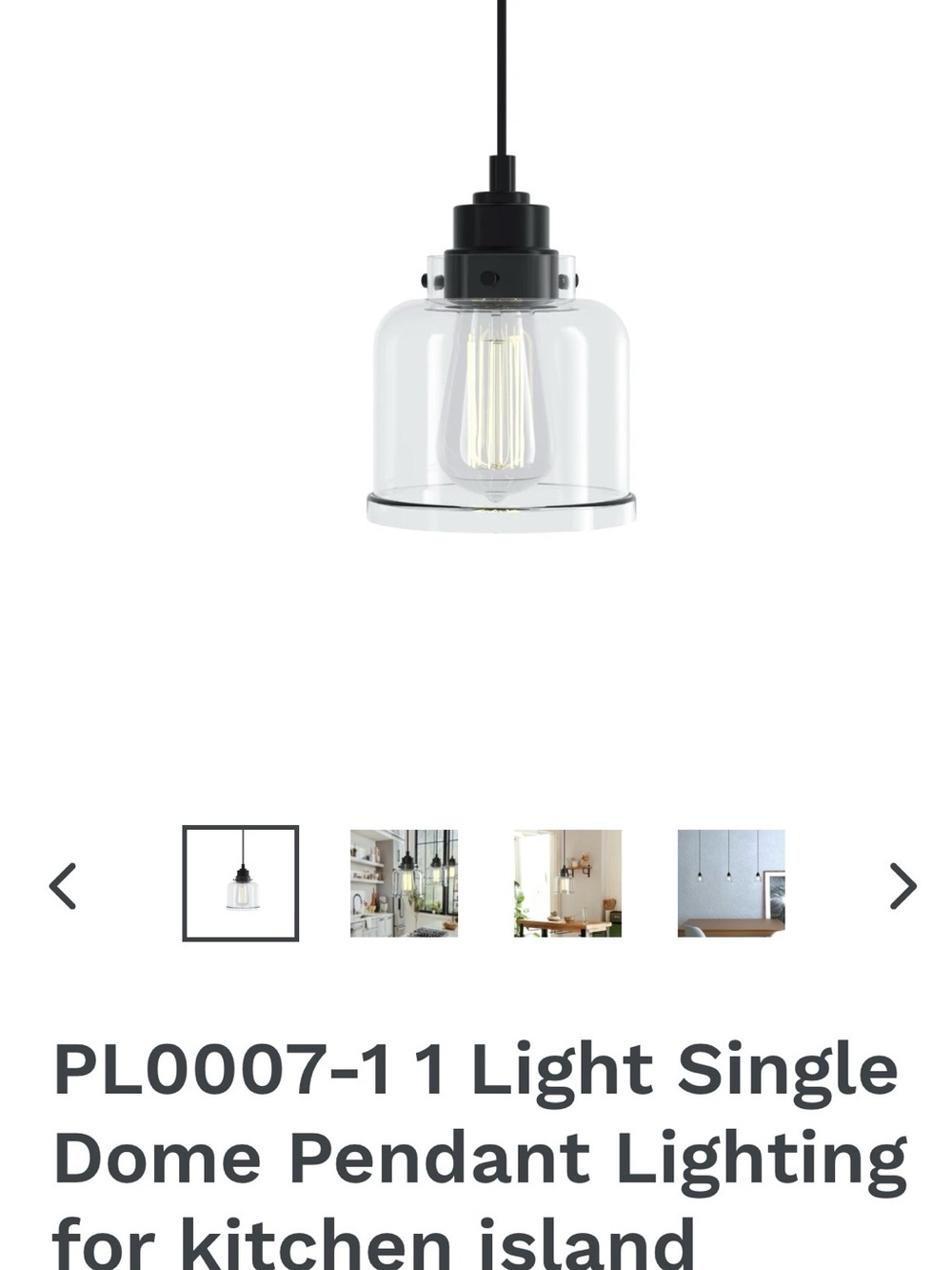 New Luende Clear Glass Dome Pendant Light in matte Black